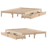 Bed Frame without Mattress 135x190 cm Double Solid Wood Pine 3301426