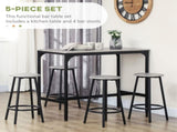 Five-Piece Industrial-Style Bar Table Set - Grey/Black T3398P342416