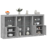 Sideboard with LED Lights Concrete Grey 202x37x100 cm 3209187