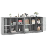 Bookcase with Doors Grey Sonoma 204x37x75 cm Engineered Wood 3206536