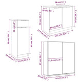 3 Piece Bathroom Cabinet Set White Engineered Wood 3115868