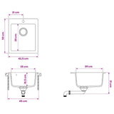 Kitchen Sink Single Basin Granite 42.5 x 50 x 31 cm Graphite 42053750