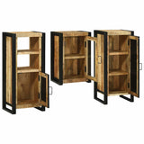 Bathroom Furniture Set with Shelf 3 pcs Brown Solid Mango Wood 3305704