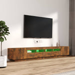 3 Piece TV Cabinet Set with LED Lights Smoked Oak Engineered Wood 3120173