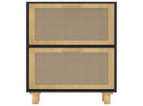 Shoe Cabinet Black 52x25x80 cm Engineered Wood&Natural Rattan 345646