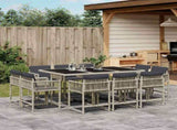 11 Piece Garden Dining Set with Cushions Light Grey Poly Rattan 3211571