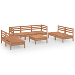 ZNTS 8 Piece Garden Lounge Set Honey Brown Solid Pinewood 3082570