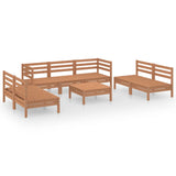 ZNTS 8 Piece Garden Lounge Set Honey Brown Solid Pinewood 3082570