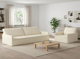 Sofa Set 2 pcs Cream Corduroy Fabric 3433256