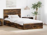Bed Frame with Drawer Smoked Oak 100 x 200 cm Engineer Wood 3409493