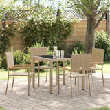 Garden Dining Set 5 pcs Beige Poly Rattan 3365389