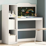 Desk with Open Storage and Chalkboard ROROS White and Grey 42003033