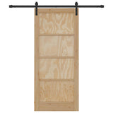 Sliding Door Natural and Black 86 x 198.5 cm Solid Pine Wood 3333174