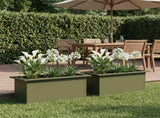 Garden Planter with LED 2 pcs Olive Green 30 x 60 x 30 cm Steel 8008091