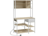 Kitchen Baker's Rack, Microwave Stand with Storage Shelves and 6 Hooks for Small Spaces T3398P553403