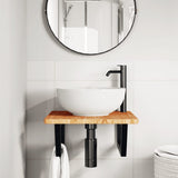 Basin Shelf Wall Mounted Steel and Solid Wood Oak 3302395