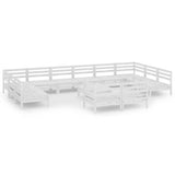 13 Piece Garden Lounge Set White Solid Wood Pine 3083500