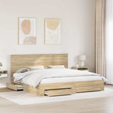 Bed Frame with Drawer Sonoma Oak 200 x 200 cm Engineered Wood 3411266