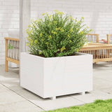 ZNTS Garden Planter White 70x70x49.5 cm Solid Wood Pine 3282525