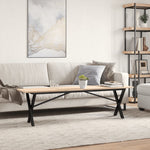 ZNTS Coffee Table X-Frame 160x40x45 cm Solid Wood Pine and Steel 3282690