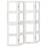 Room Divider 4 Panels White Solid Wood Paulownia 358689