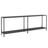 Console Table Black Tempered Glass, Powder-Coated Steel Large 331711