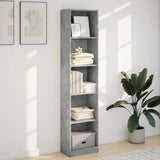 Bookcase Concrete Grey 40x24x176 cm Engineered Wood 857795