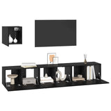 TV Cabinet Set Wall-mounted 4 pcs Black Oak Engineered Wood 3393148