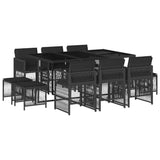 11 Piece Garden Dining Set with Cushions Black Poly Rattan 3210967