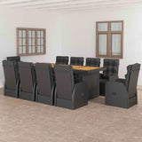 11 Piece Garden Dining Set with Cushions Black Poly Rattan 3095273