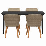 Garden Dining Set with Cushion 5 pcs Beige Poly Rattan 3261694