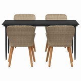 Garden Dining Set with Cushion 5 pcs Beige Poly Rattan 3261694