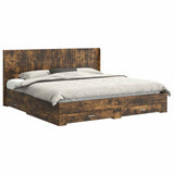 Bed Frame with Storage and Headboard Smoked Oak Engineered Wood 3414077