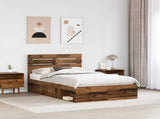 Bed Frame with Headboard Old Wood 135 x 190 cm Solid Pine Wood 3411429