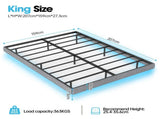 160cm200cm Grey Floating King Bed Frame with LED Lights, Metal Platform Bed with Underbed Storage, T6135P516185