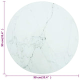 Table Top White 90x1 cm Tempered Glass with Marble Design 322251