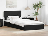 Storage Bed with Headboard Black 100 x 200 cm Engineered Wood 3412305