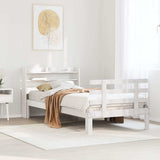 Bed Frame White Solid pine wood, Plywood Small Single Modern 3306838