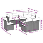 9 Piece Garden Sofa Set with Cushions Black Poly Rattan 3217766