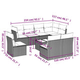 9 Piece Garden Sofa Set with Cushions Black Poly Rattan 3217766