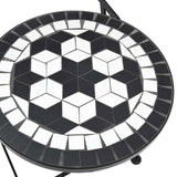 Mosaic Bistro Set Black and White Iron and Ceramic 3216354