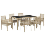 Garden Dining Set 7 pcs Beige Poly rattan 3334890