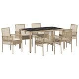 Garden Dining Set 7 pcs Beige Poly rattan 3334890