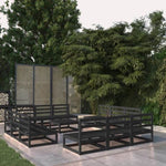 ZNTS 13 Piece Garden Lounge Set Black Solid Pinewood 3075283