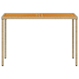 Garden Table with Acacia Wood Top Beige 115x54x74 cm Poly Rattan 365078