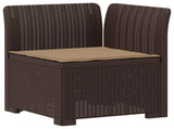 7-Seater Garden Sofa with Cushions Rattan Look PP Brown 3444148
