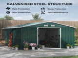 12.5 x 11.1ft Steel Sliding Door Storage Shed - Green T3398P317801