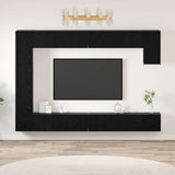 TV Cabinet Set Wall-mounted 9 pcs Black Oak Engineered Wood 3393427