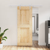 Sliding Door with Hardware Set 80x210 cm Solid Wood Pine 3203013