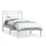 Bed Frame White Solid pine wood Single Bed Frame Rectangular 3100580